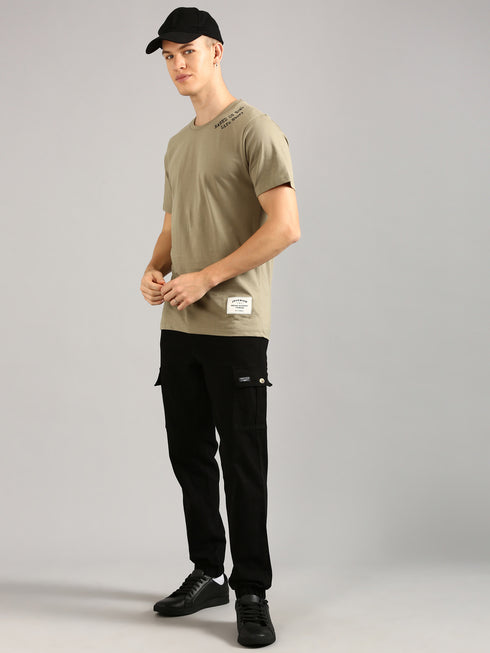 Brown Printed Regular Fit T-Shirt